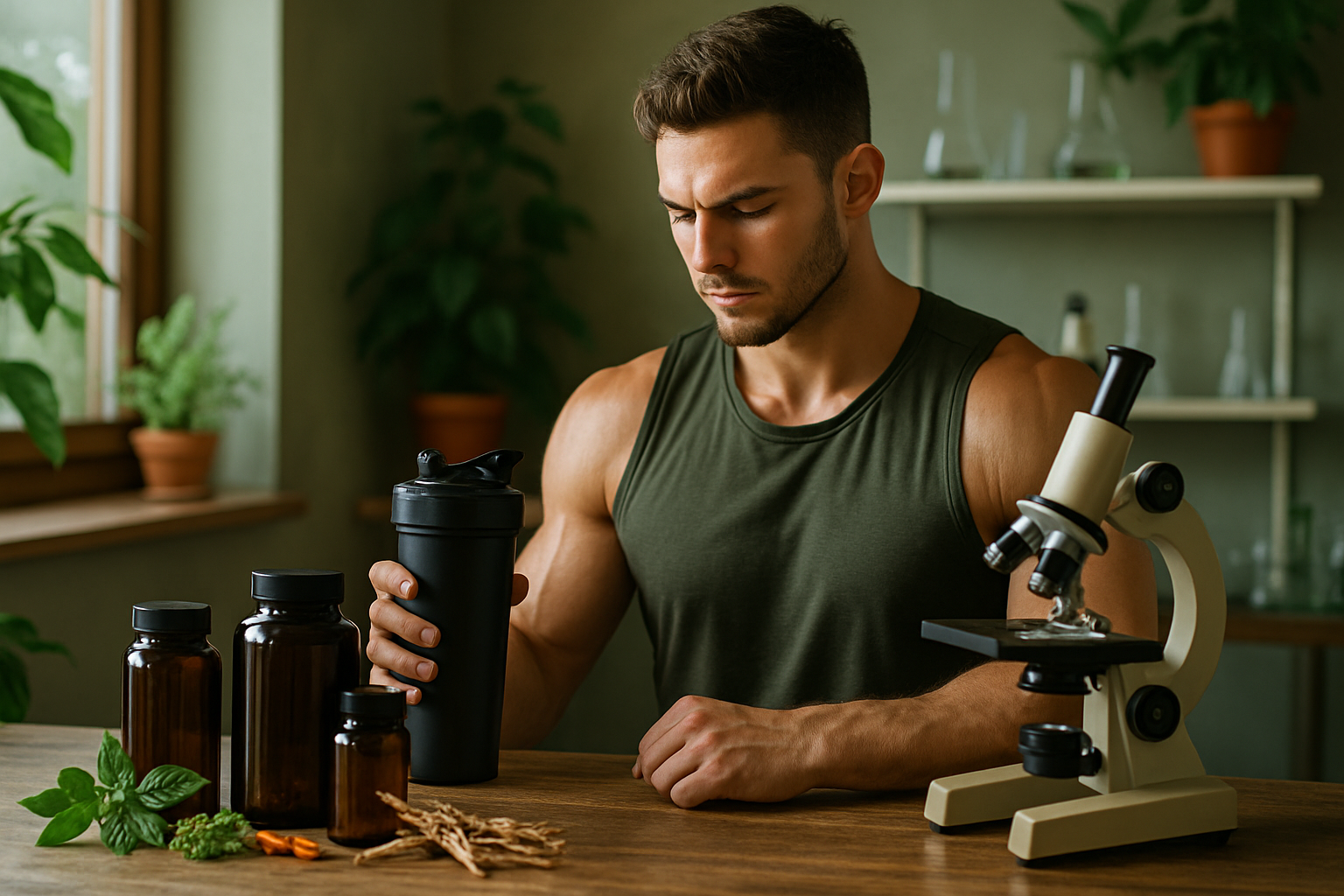 Verschiedene Pre-Workout Supplements und Einzelwirkstoffe für fortgeschrittenes Stacking auf einem Tisch arrangiert
