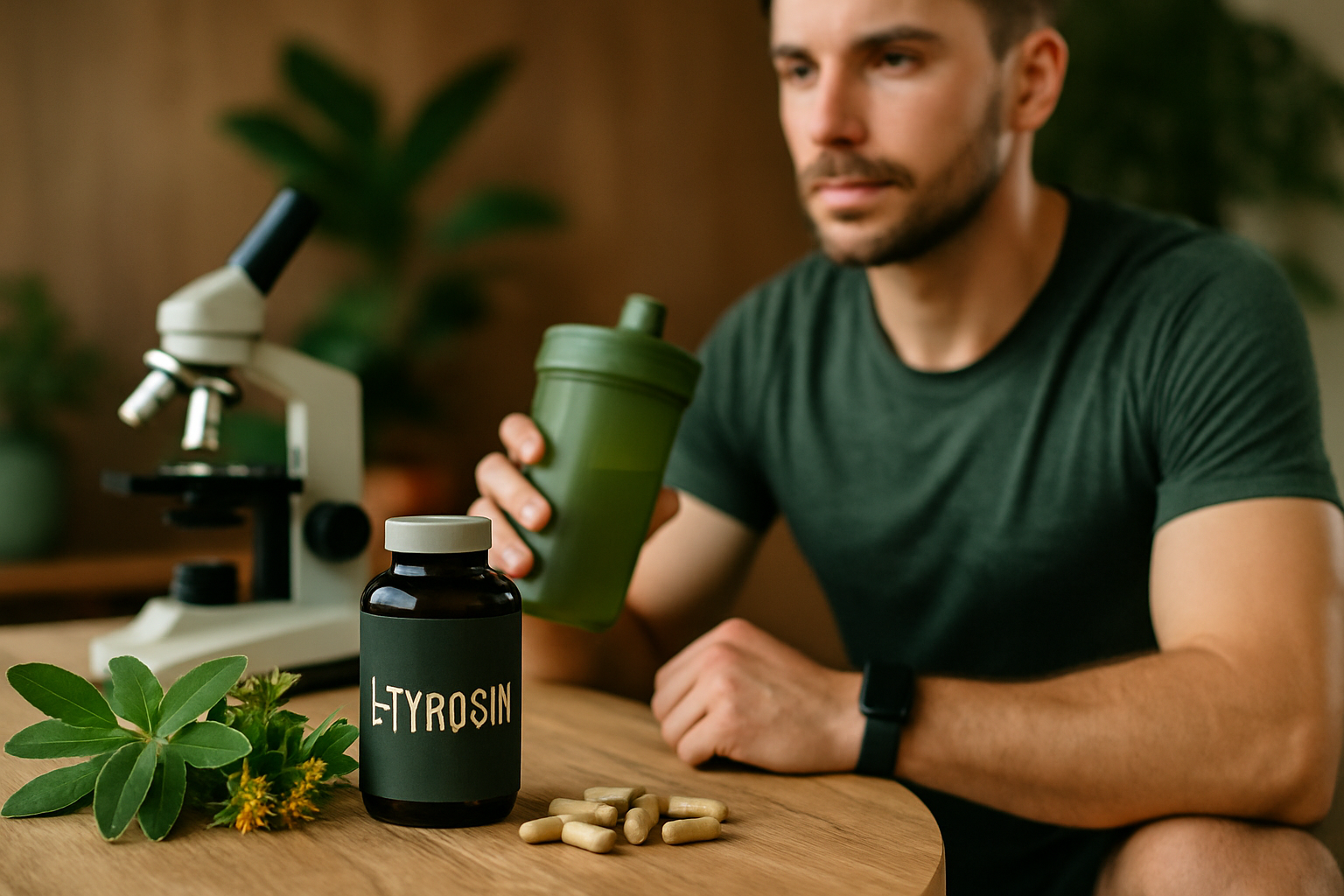 L-Tyrosin Pulver mit Gehirn-Visualisierung und Trainingskontext